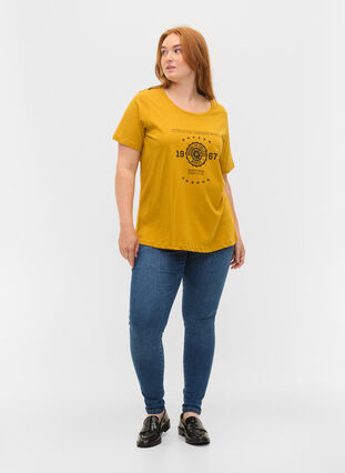 T-shirt en coton à manches courtes avec impression, Harvest Gold, Model image number 2