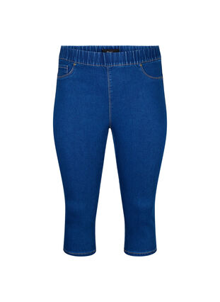  Pantacourts en jean avec ceinture élastique, Dark Blue Denim, Packshot image number 0