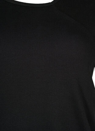 Blouse à manches courtes en coton côtelé, Black, Packshot image number 2