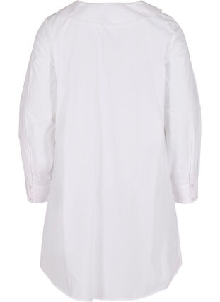 Chemise longue en coton à grand col, Bright White, Packshot image number 1