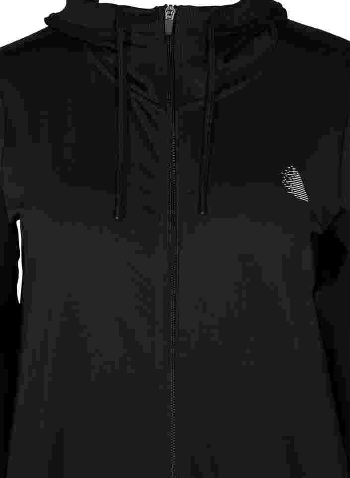 Cardigan de sport long avec capuche et poche, Black, Packshot image number 2