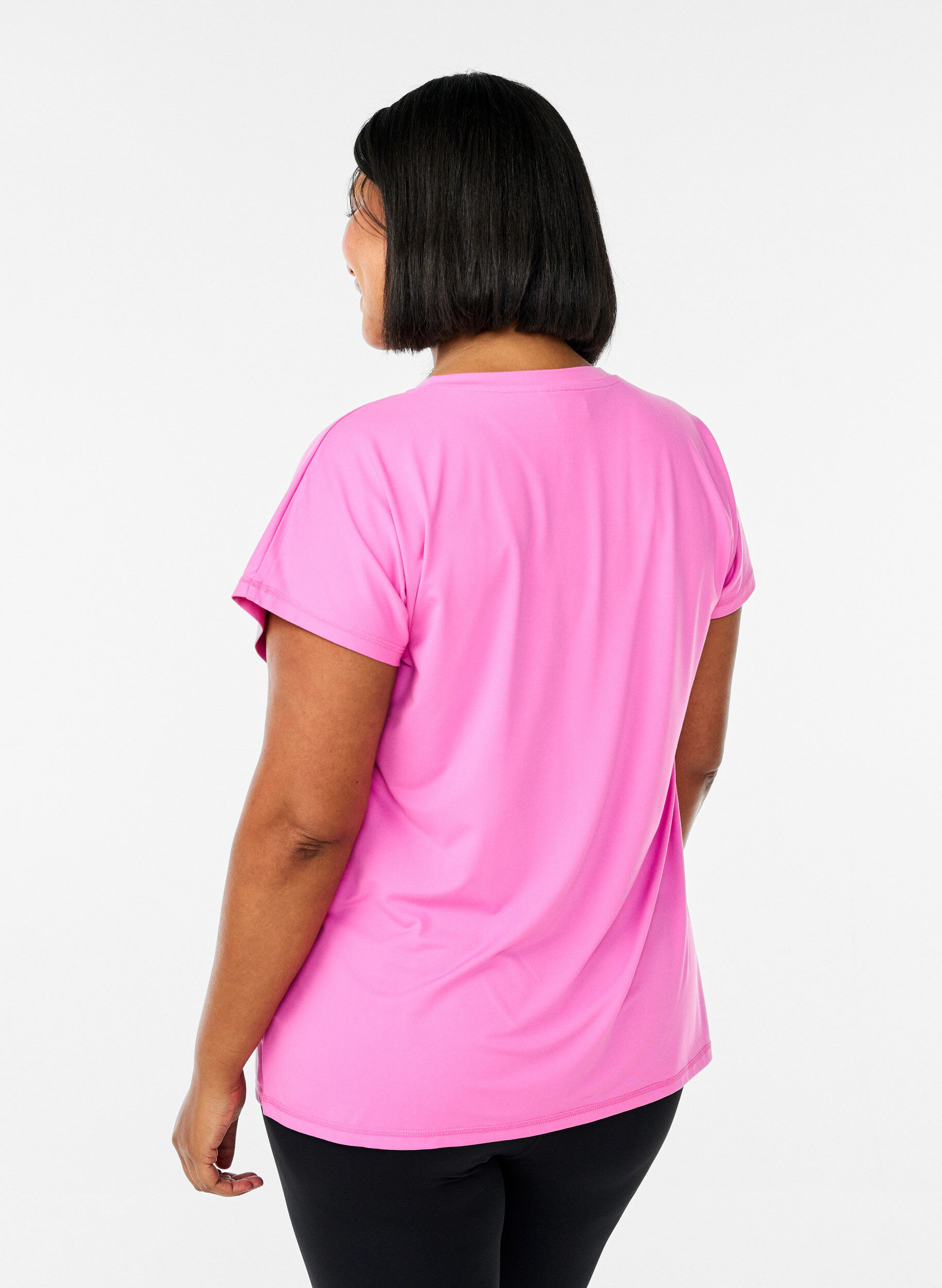 ZizziLosvallend trainings-T-shirt met V-hals, Roze, Model image number 1