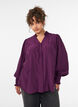 Blouse avec col &agrave; volants et fronces, Violet, Model image number 0