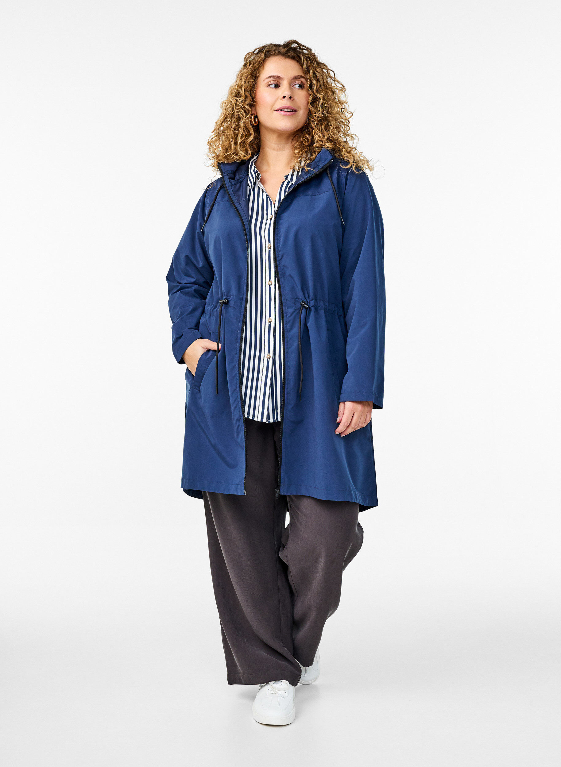 ZizziFLASH - Waterafstotende parka met capuchon, Blauw, Model image number 1