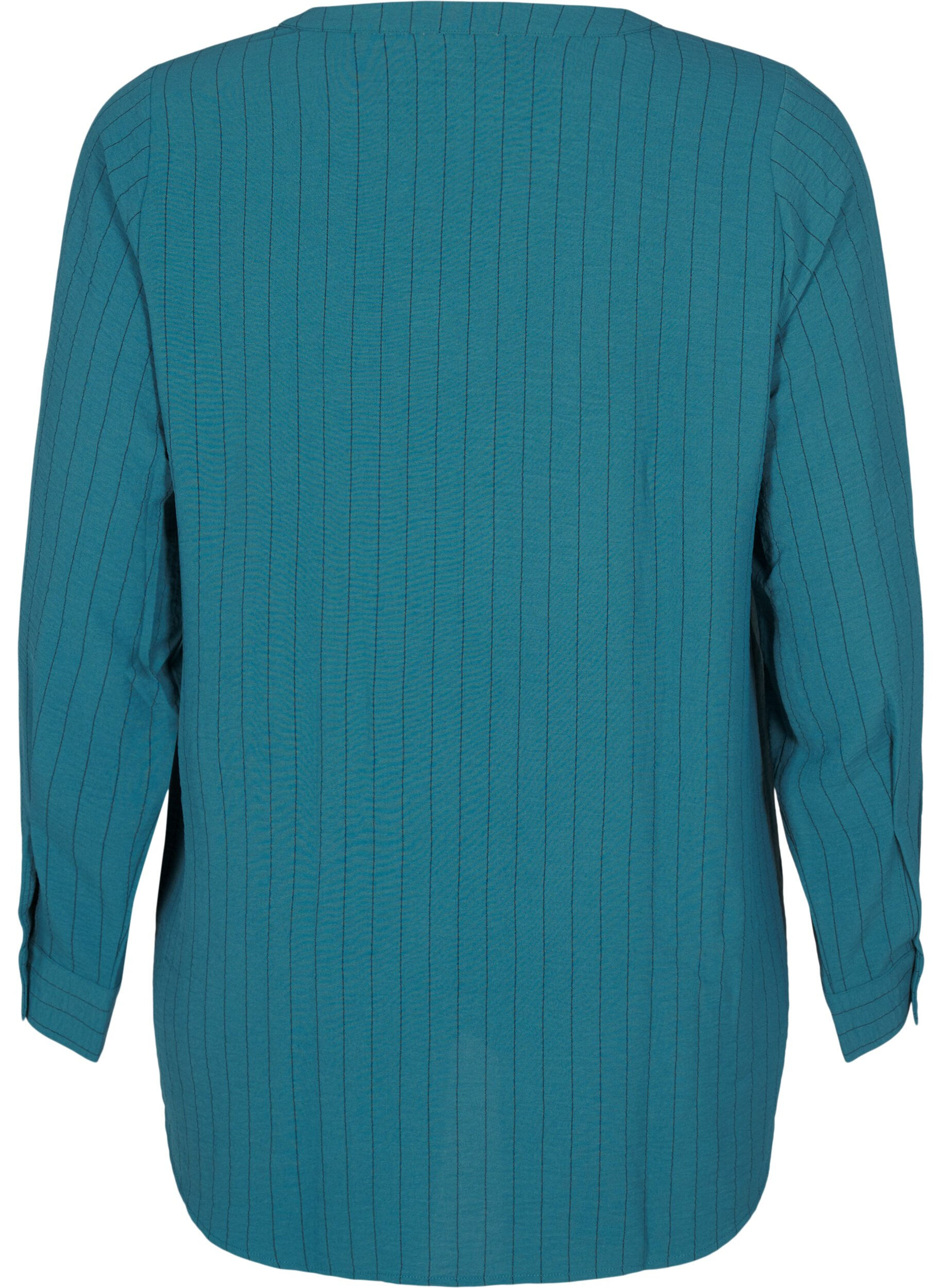 ZizziFLASH - Streepjes overhemdblouse, Groen, Packshot image number 1