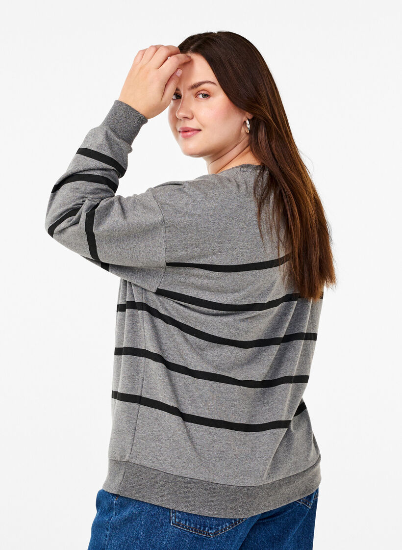 Sweatshirt met strepen, MGM w. Black Stripe, Model image number 1