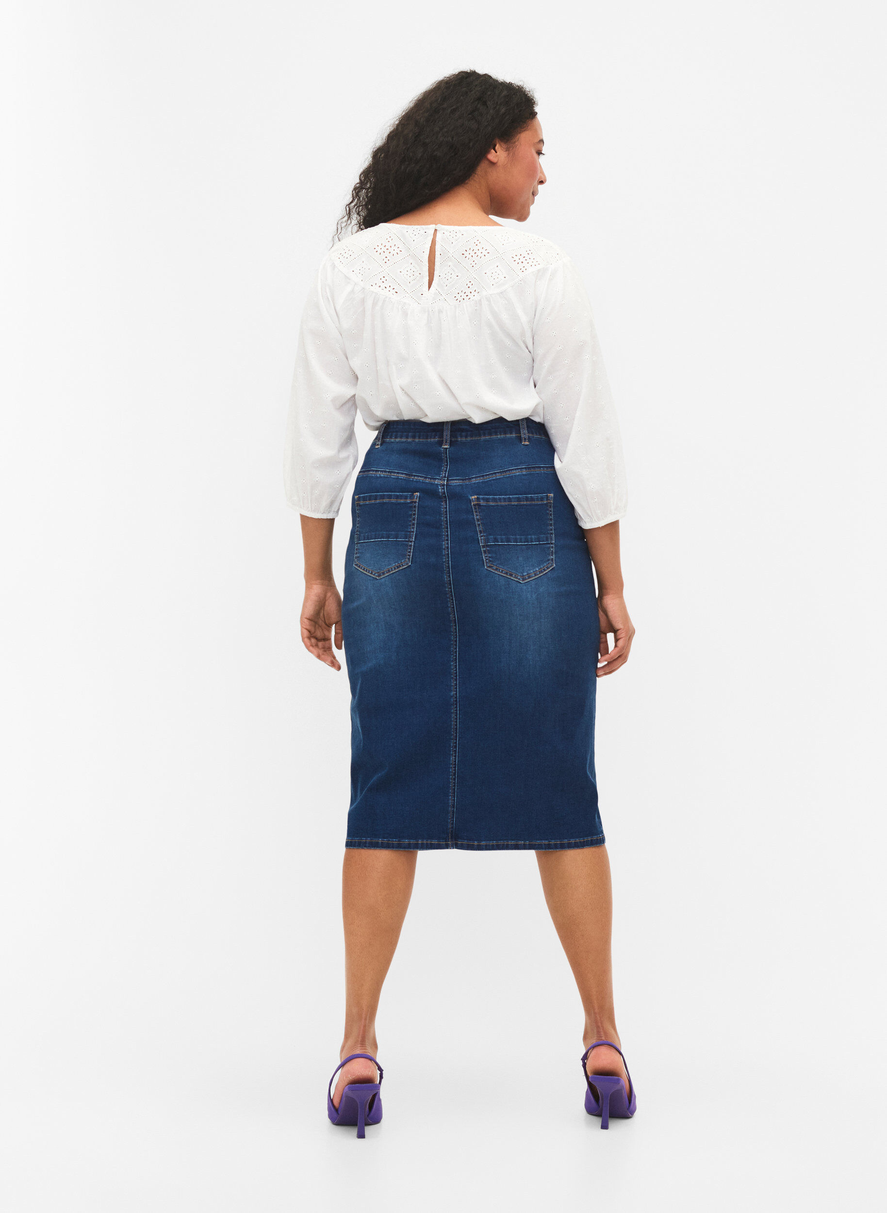 ZizziDenim midi-rok met split, Blauw, Model image number 2