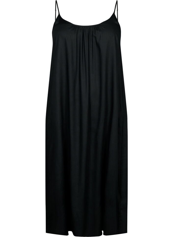 Robe midi sans manches en viscose, Black, Packshot image number 0
