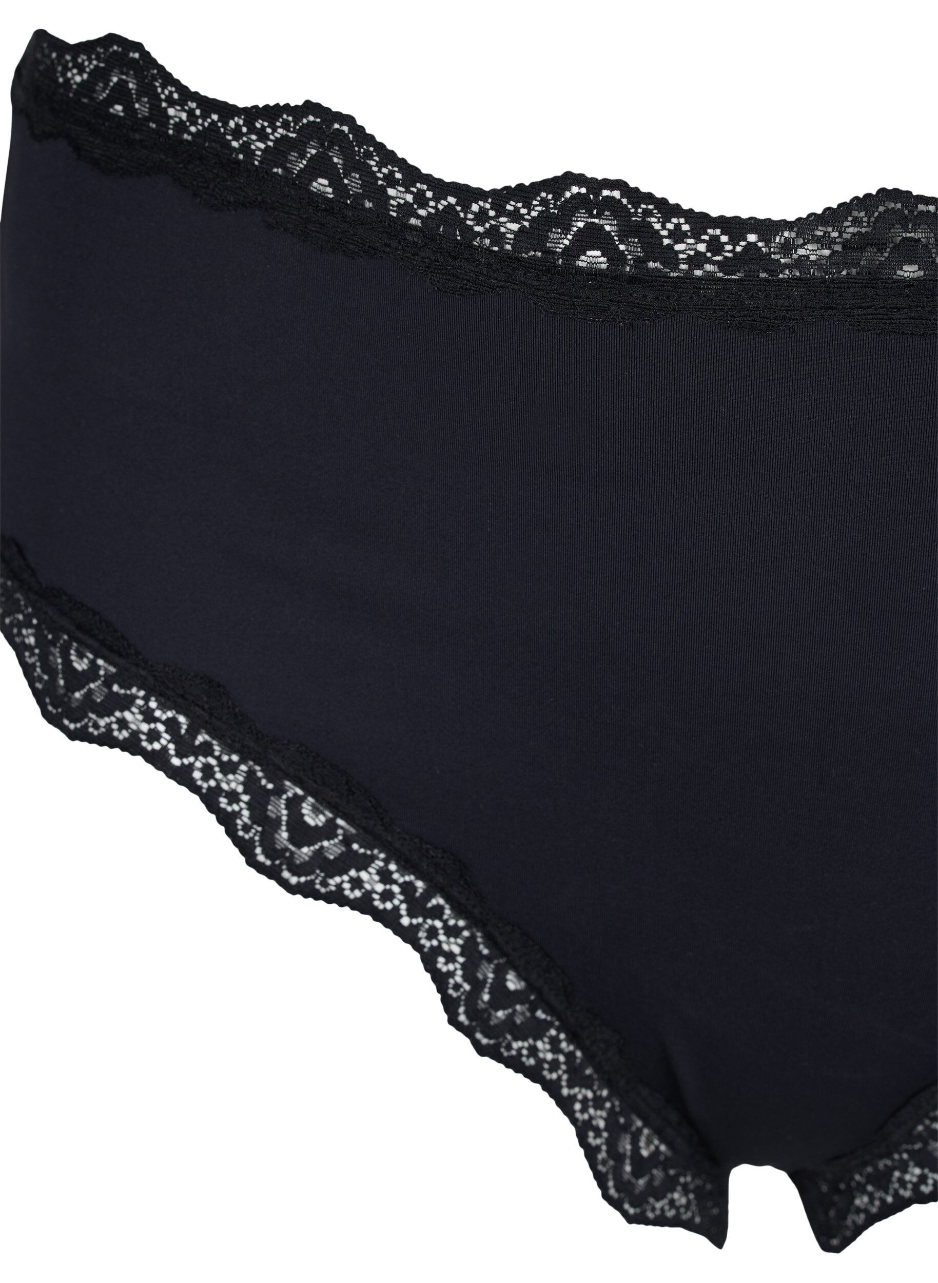 Zizzi Culotte 2-pack avec bords en dentelle, Black, Packshot image number 2