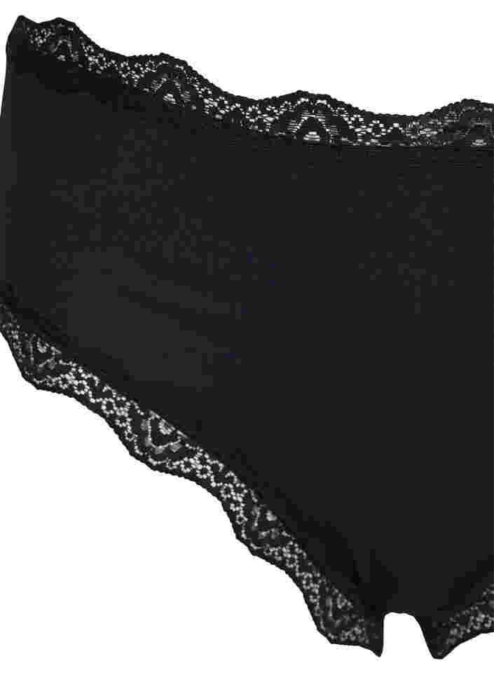 Culotte 2-pack avec bords en dentelle, Black, Packshot image number 2