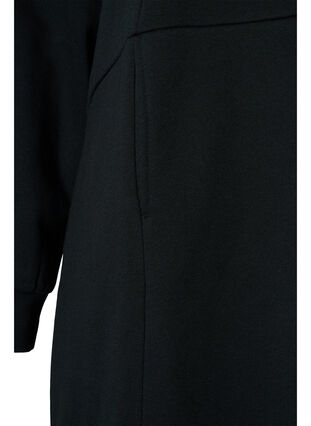 Sweat-shirt long avec capuche et poches, Black, Packshot image number 3