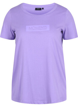 T-shirt en coton à manches courtes avec imprimé, Paisley Purple TEXT, Packshot image number 0