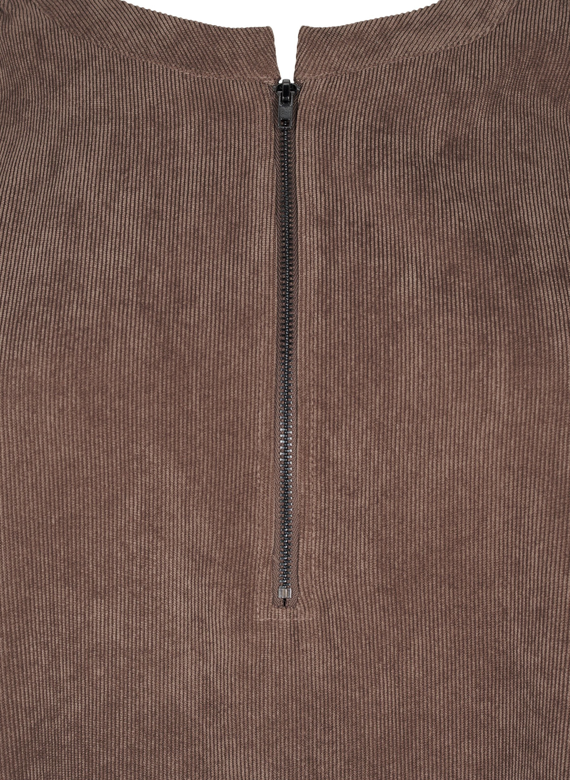 Zizzi Robe en velours avec d&eacute;tail de fermeture &eacute;clair, Chocolate Martini, Packshot image number 2