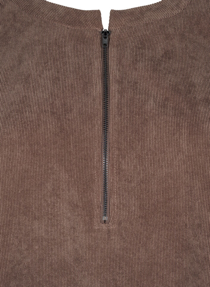 Robe en velours avec d&eacute;tail de fermeture &eacute;clair, Chocolate Martini, Packshot image number 2