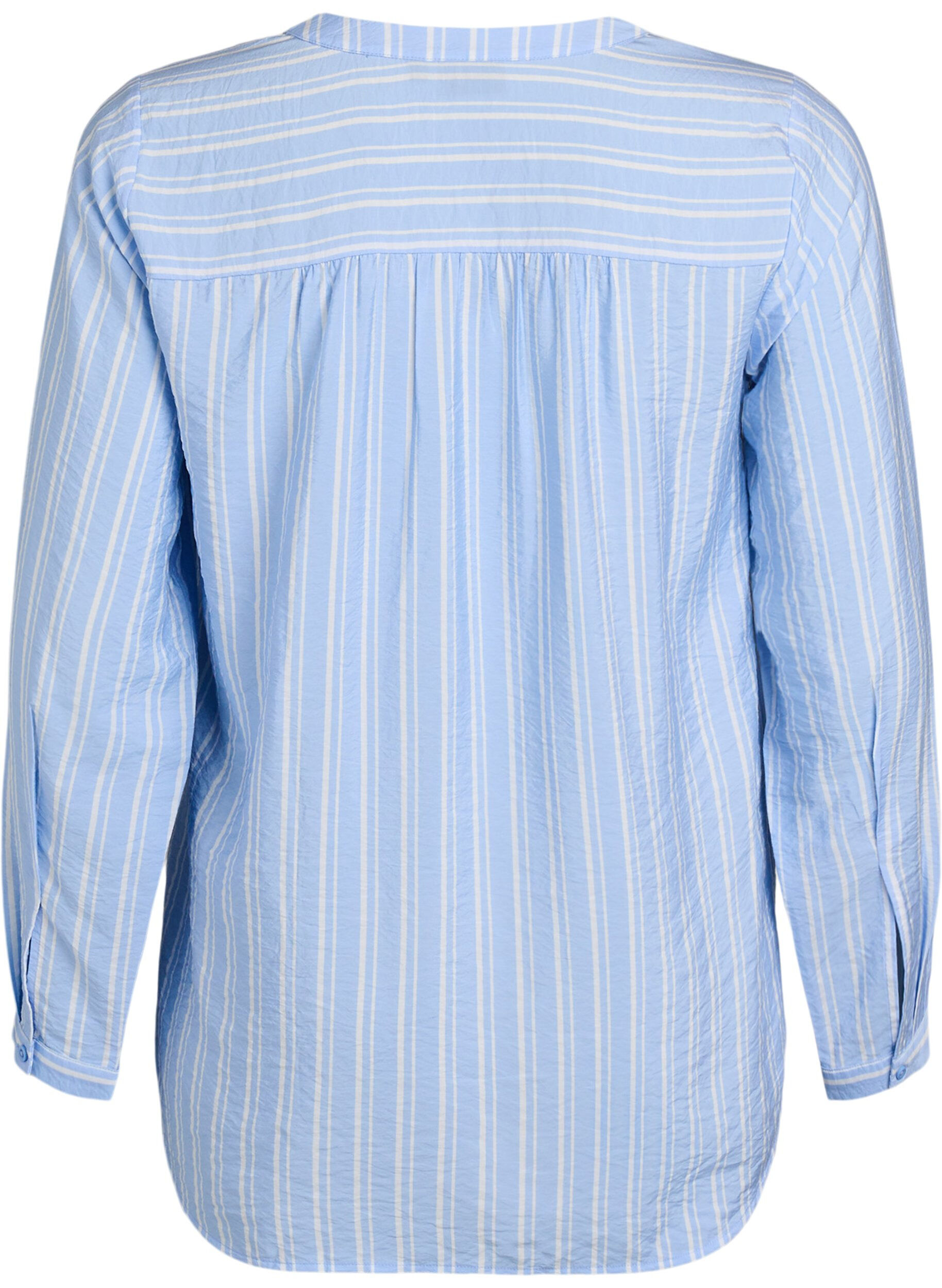 ZizziFLASH - Gestreepte blouse met V-hals, Blauw, Packshot image number 1