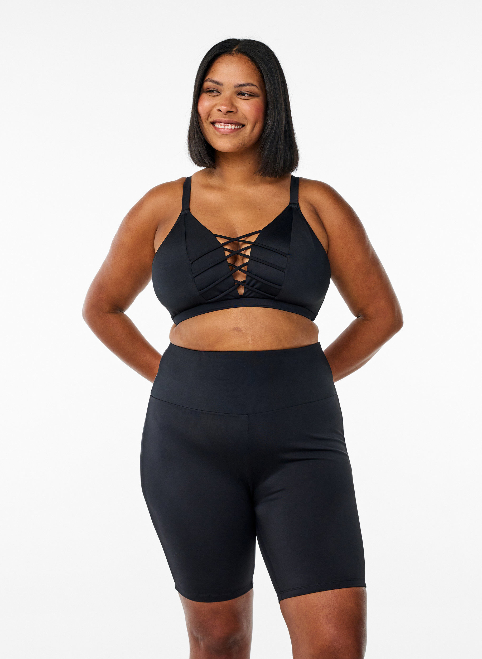 Short de bain long, Noir, Model