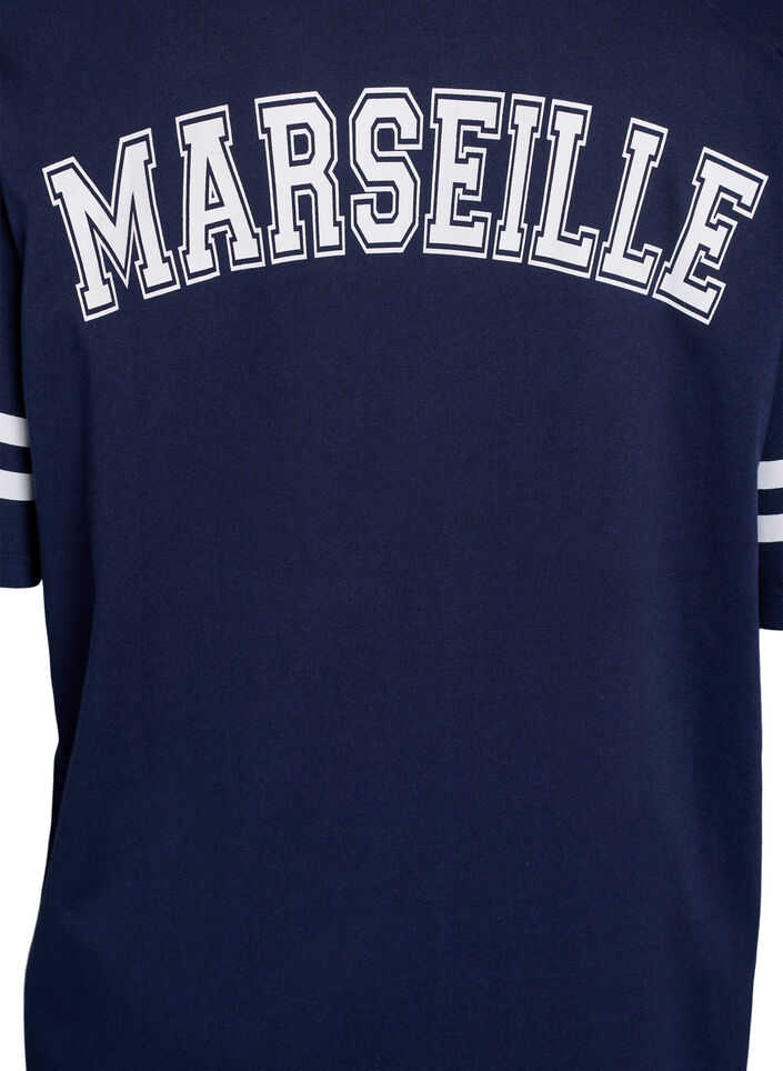 Robe T-shirt courte avec d&eacute;tails sport, Bleu, Packshot image number 3