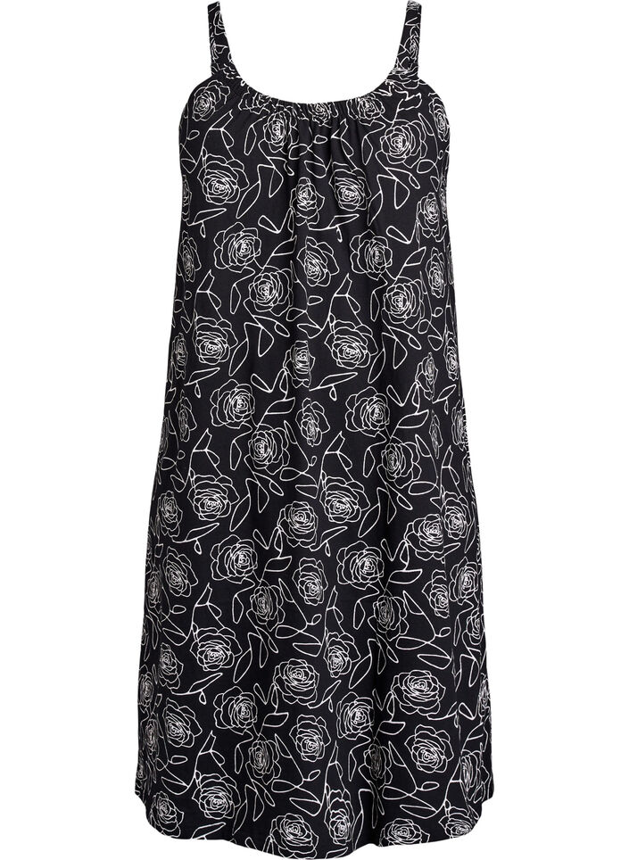 Robe &agrave; bretelles midi en coton bio, Noir, Packshot image number 0