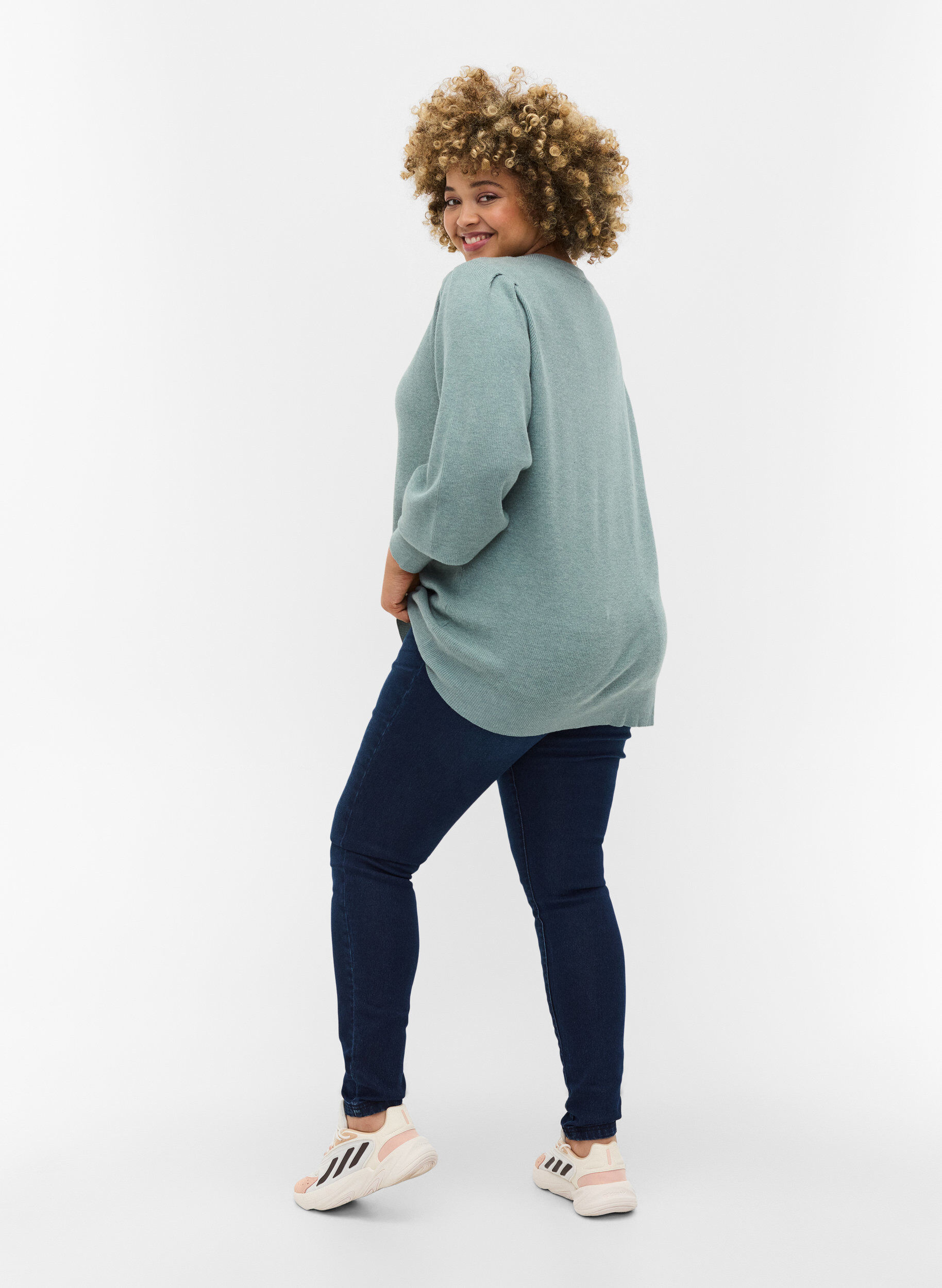 Zizzi Jegging en coton m&eacute;lang&eacute;, Dark blue denim, Model image number 1