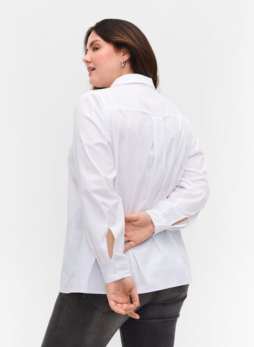 Klassieke blouse met kraag en knopen, Bright White, Model image number 1