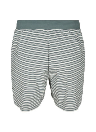Losse katoenen shorts met strepen, Balsam Green w.Egret, Packshot image number 1
