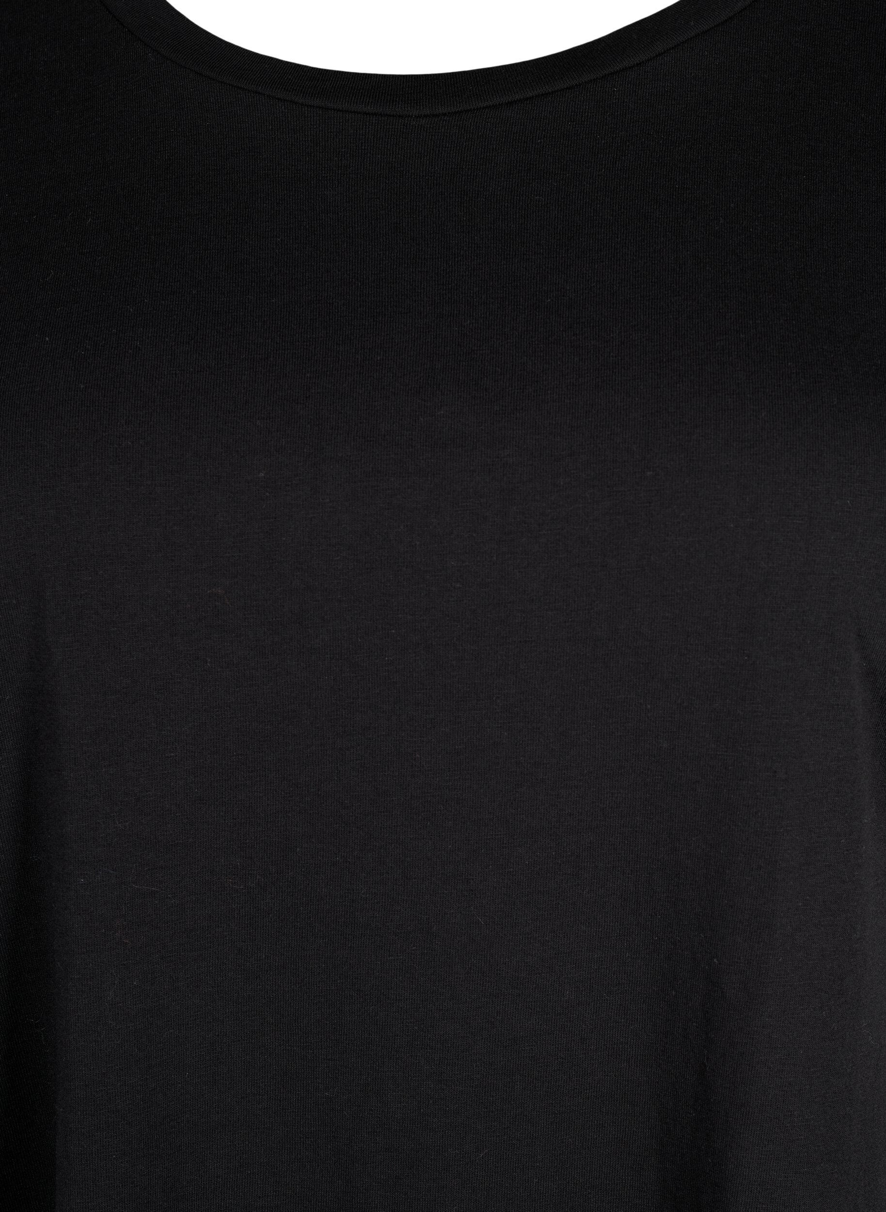 ZizziT-shirt met korte mouwen van katoenmix, Zwart, Packshot image number 2