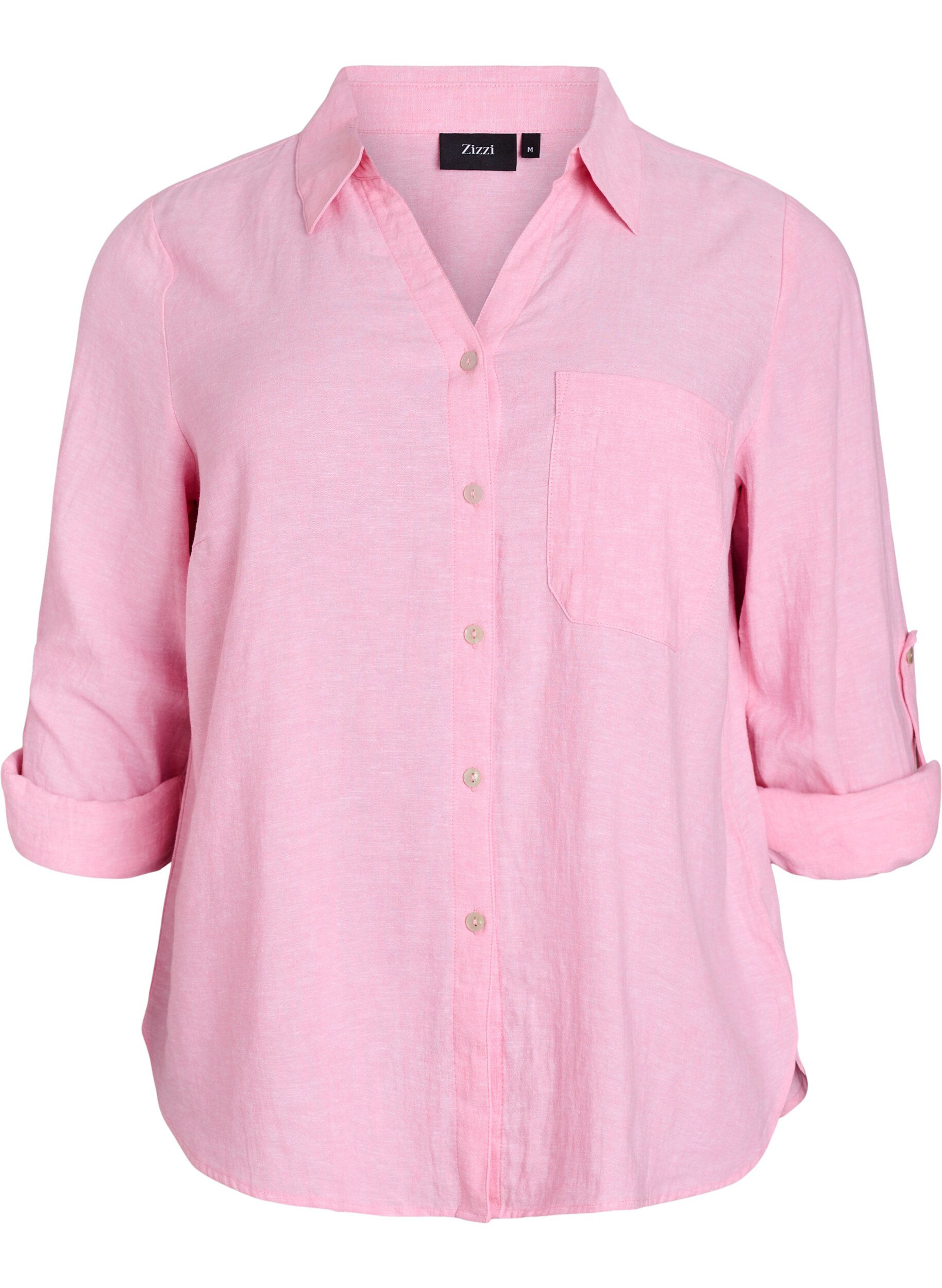 Linnen en viscose shirt met 3/4 mouwen