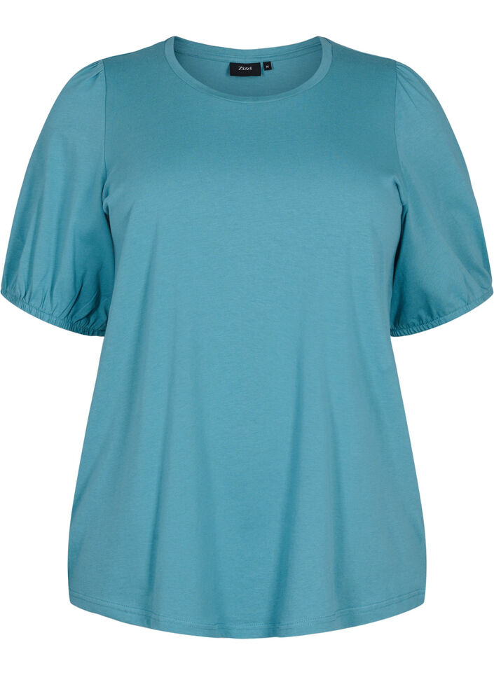 Katoenen t-shirt met 2/4 mouwen, Brittany Blue, Packshot image number 0