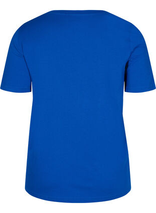 T-shirt en coton bio à col V, Princess Blue, Packshot image number 1