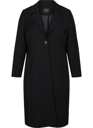 Manteau long avec fermeture à boutons, Black, Packshot image number 0