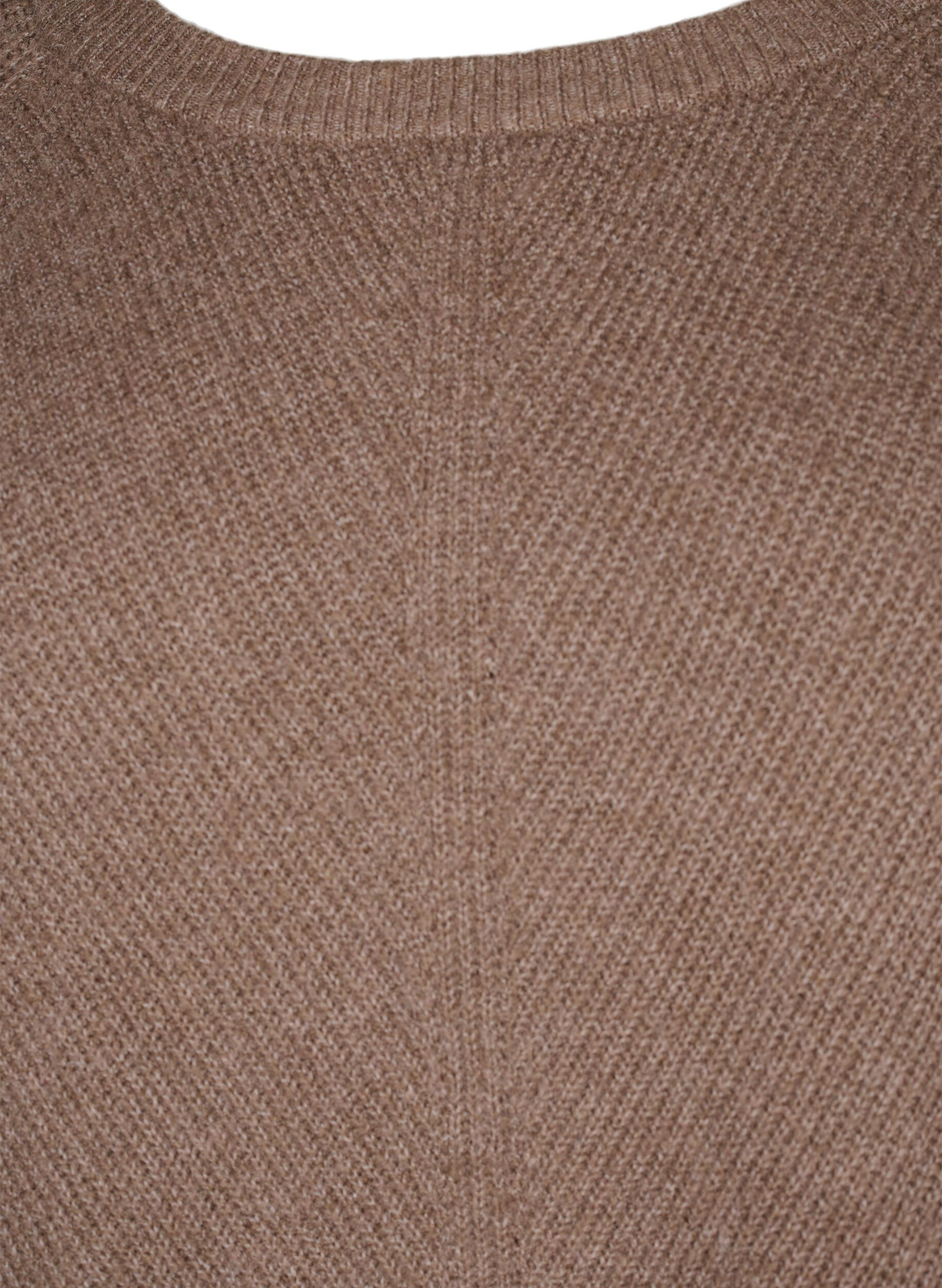 ZizziGem&ecirc;leerde pullover met zijsplit, Walnut/White Mel., Packshot image number 2