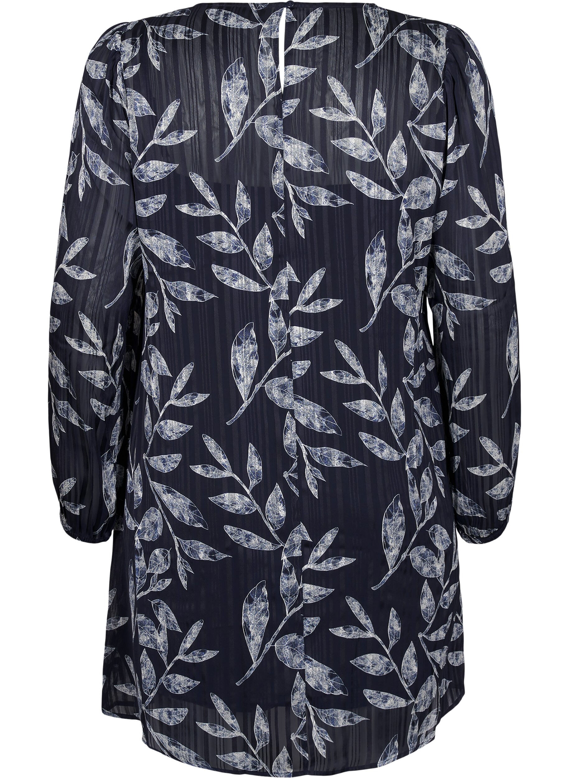 Zizzi Robe courte imprim&eacute;e &agrave; col rond, Ev.Blue Flower AOP, Packshot image number 1