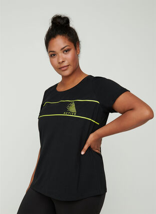 T-shirt de sport avec imprimé, Black, Model image number 0