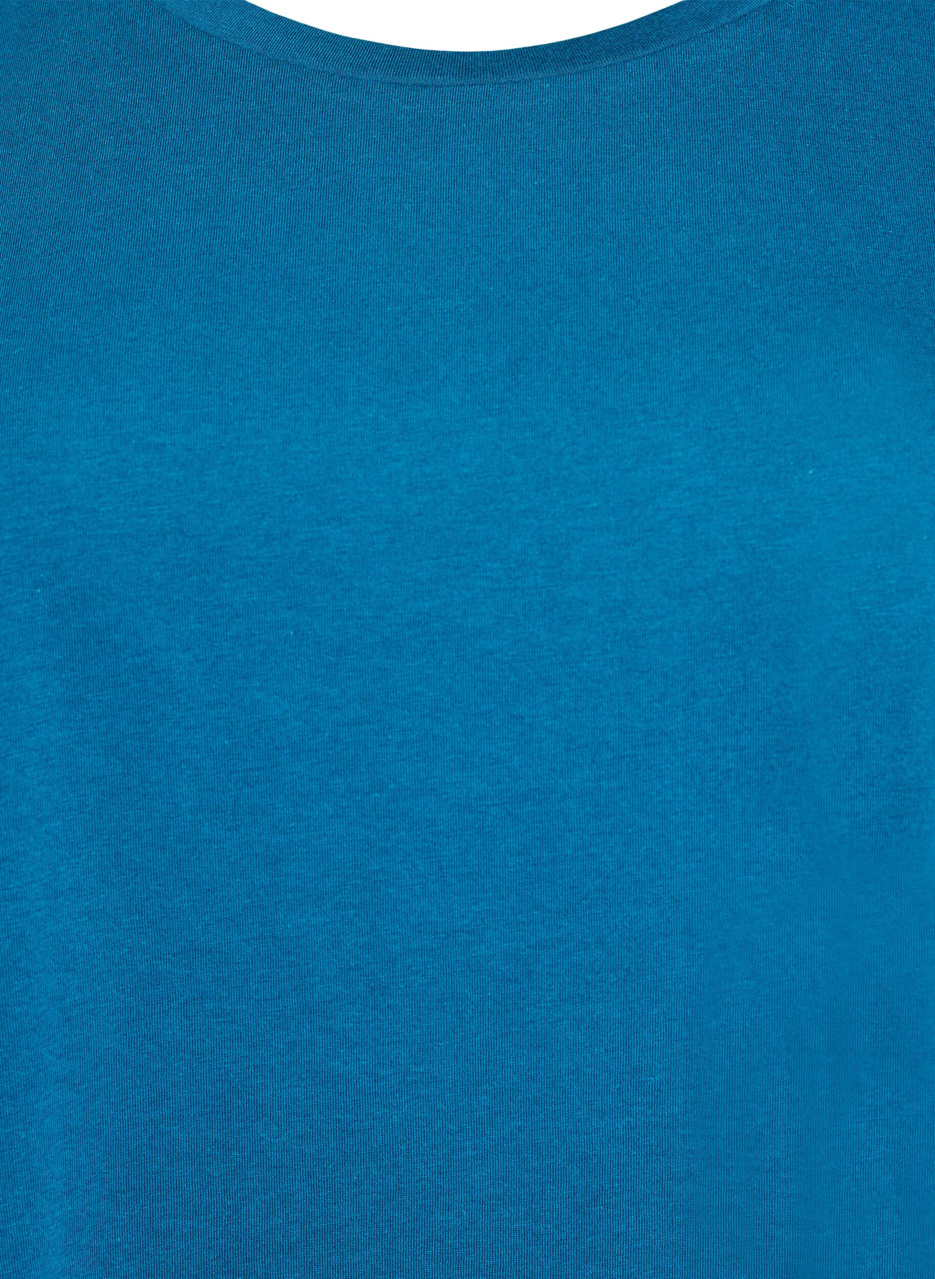 ZizziT-shirt met korte mouwen van katoenmix, Blauw, Packshot image number 2