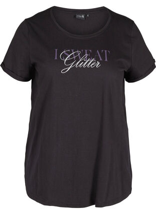 T-shirt de sport avec imprimé, Black Glitter, Packshot image number 0