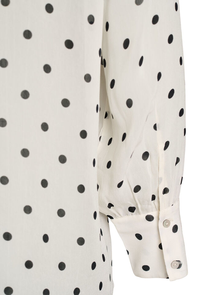 Viscose blouse met een ruchekraag, Wit, Packshot image number 3