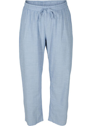 Pantalon de nuit ample à rayures et en coton, White/Blue Stripe, Packshot image number 0
