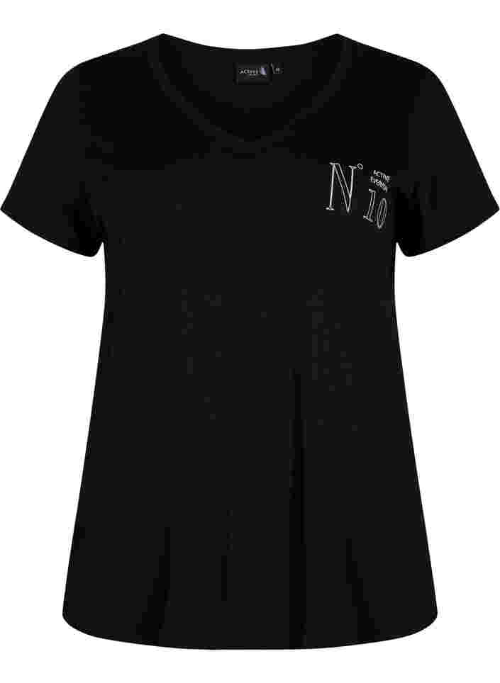 Katoenen sport t-shirt met print, Black w. No. 10, Packshot image number 0