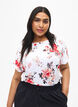 Viscose blouse met korte mouwen en bloemen, White AOP flower, Model image number 0