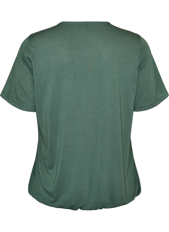 Blouse avec empi&egrave;cement en dentelle et manches ballon, Vert, Packshot image number 1
