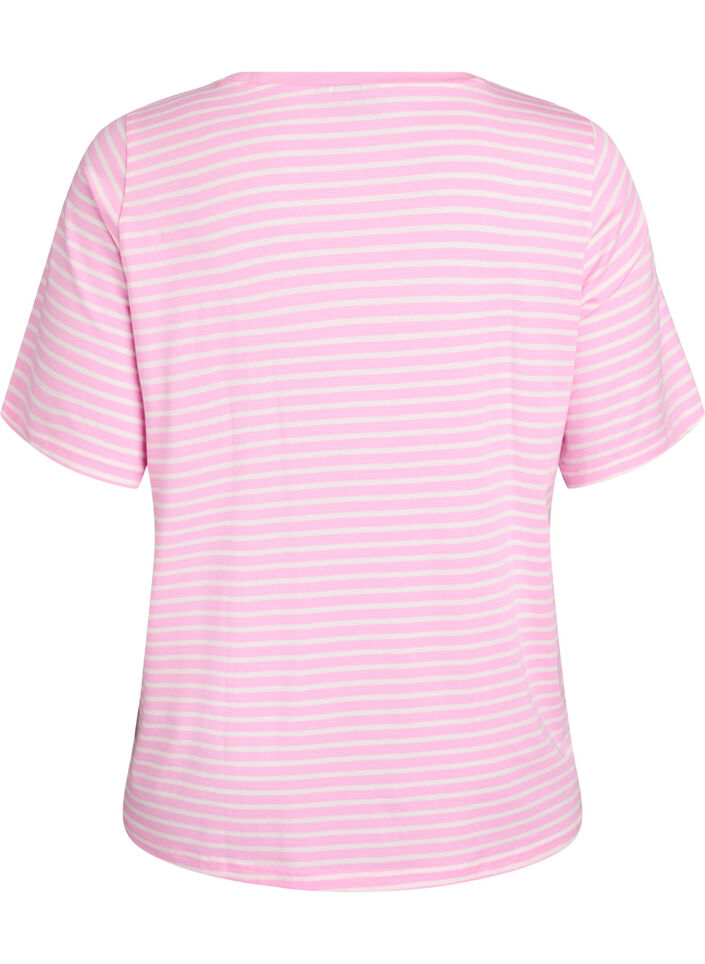 T-shirt met TENCEL&trade; Lyocell en strepen, Roze, Packshot image number 1
