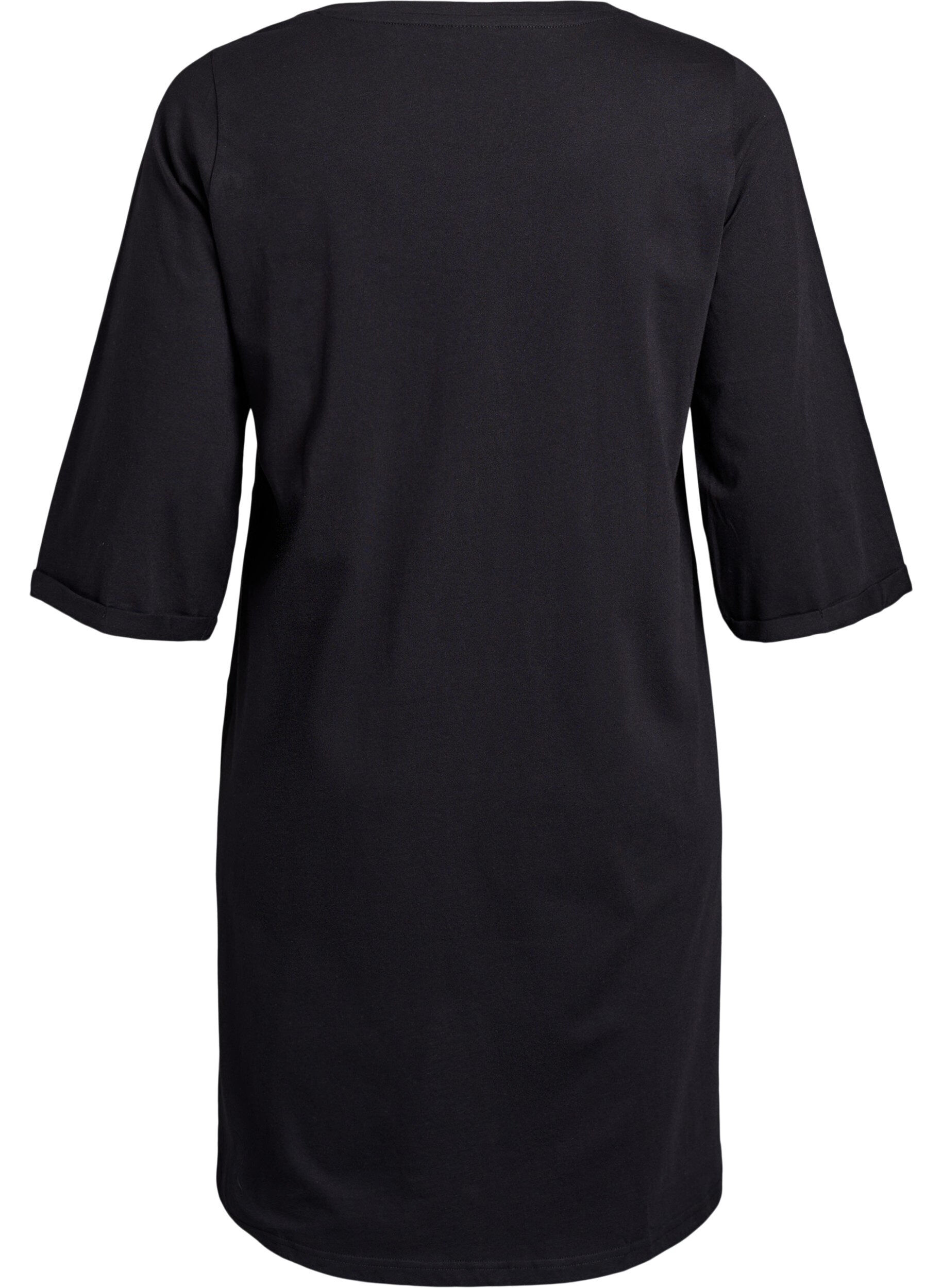 ZizziNachthemd in biologisch katoen met kerstmotief, Zwart, Packshot image number 1