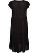 Robe midi en viscose avec manches &agrave; volants, Noir, Packshot image number 1