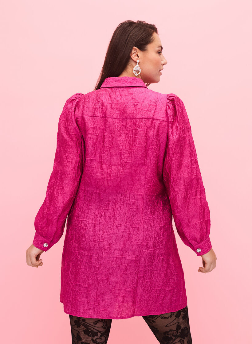 Robe chemise avec texture et boutons perle, Cactus Flower, Model image number 1