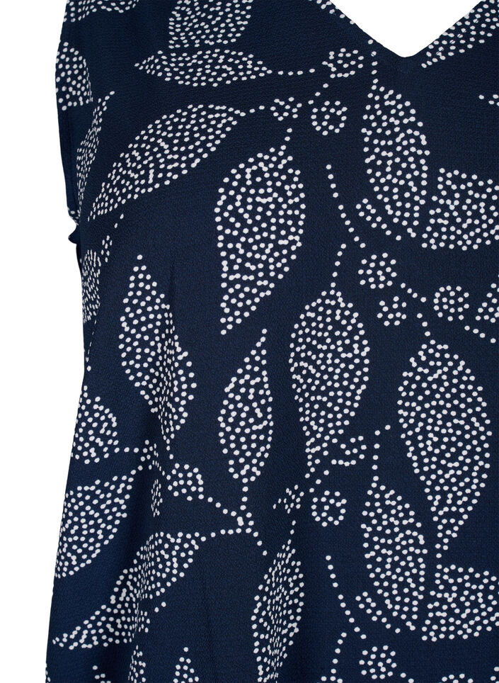 Bedrukte top met v-hals, Navy B. w. Dot Leaf, Packshot image number 2