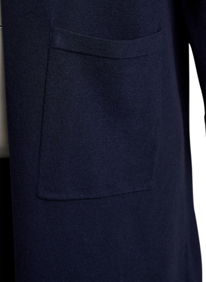 Lang, open vest met zakken, Blauw, Packshot image number 2