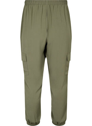Pantalon cargo de couleur unie avec de grandes poches, Black Olive, Packshot image number 1