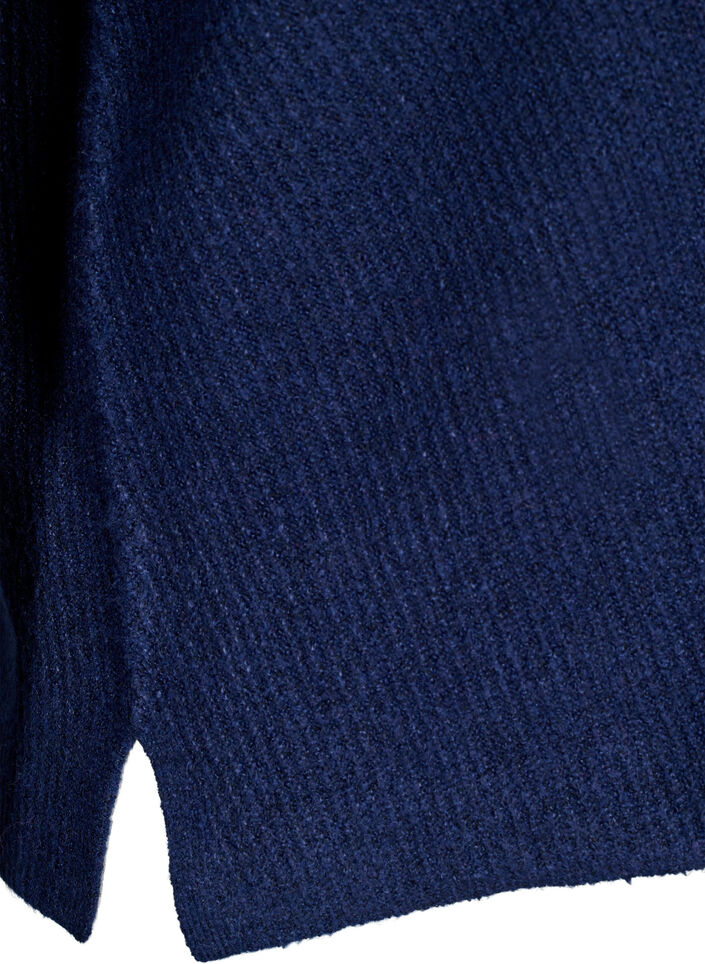 Gebreide blouse met V-hals en lange mouwen, Naval A. Black Mel., Packshot image number 3