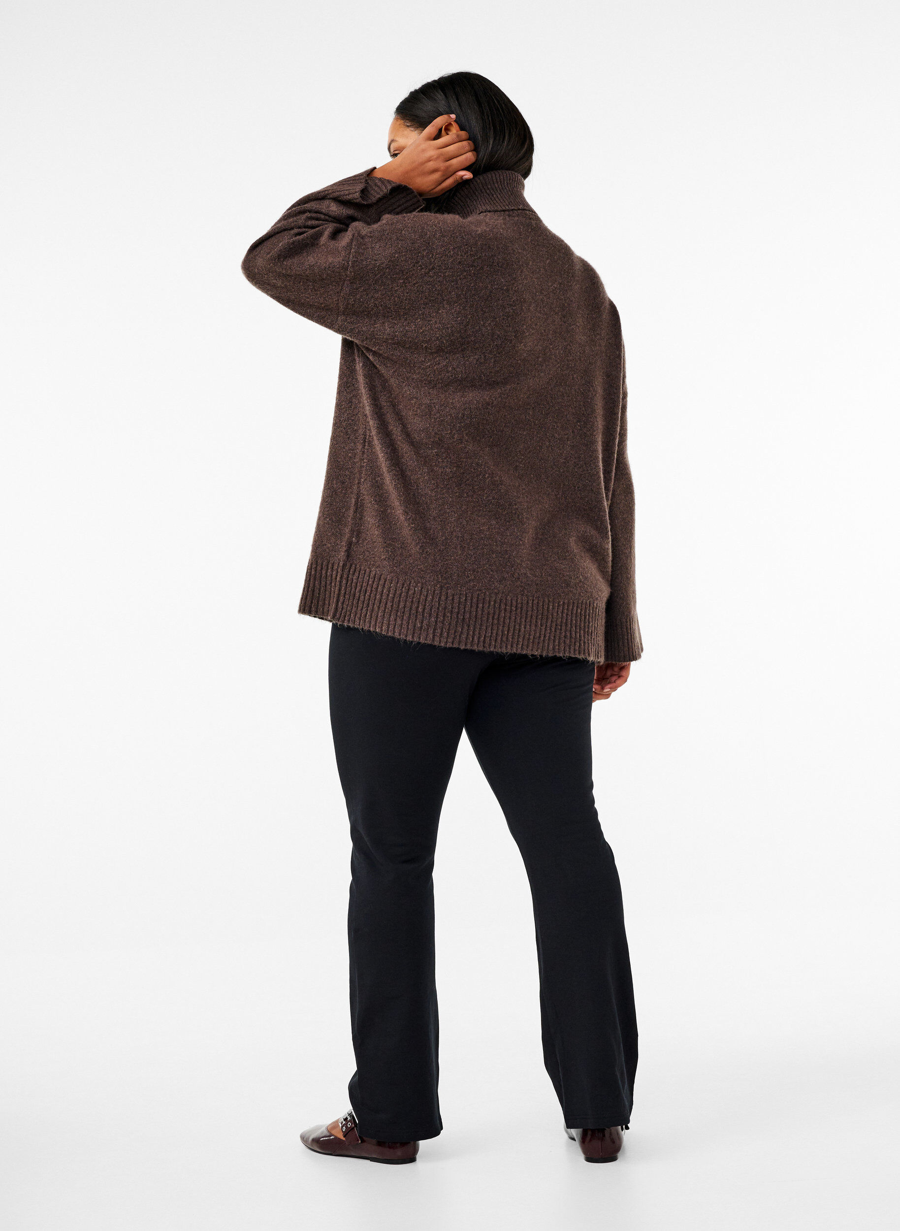 ZizziFlared jerseybroek, Zwart, Model image number 1