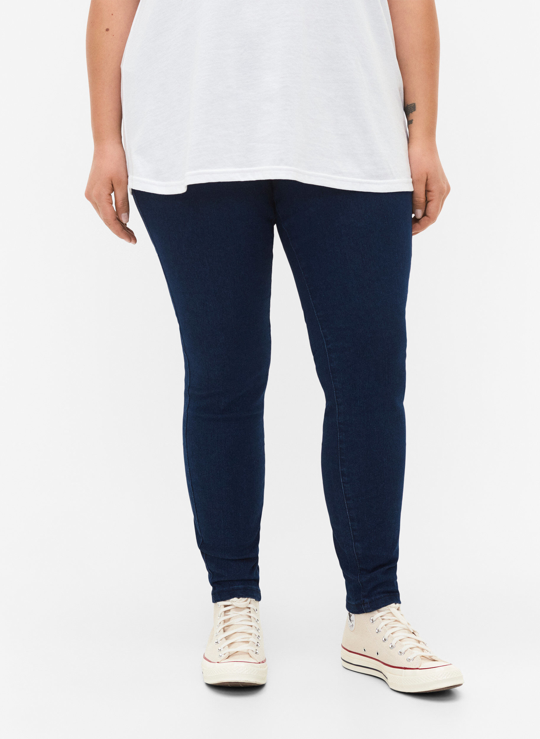 ZizziFLASH - Nauwsluitende jeggings met hoge taille, Blue denim, Model image number 2